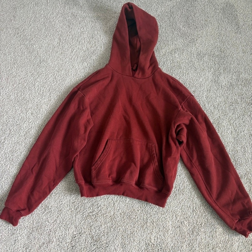 Skims Hoodie Sweatshirt Womens S Cinnamon Red Fleece Casual Travel Cozy